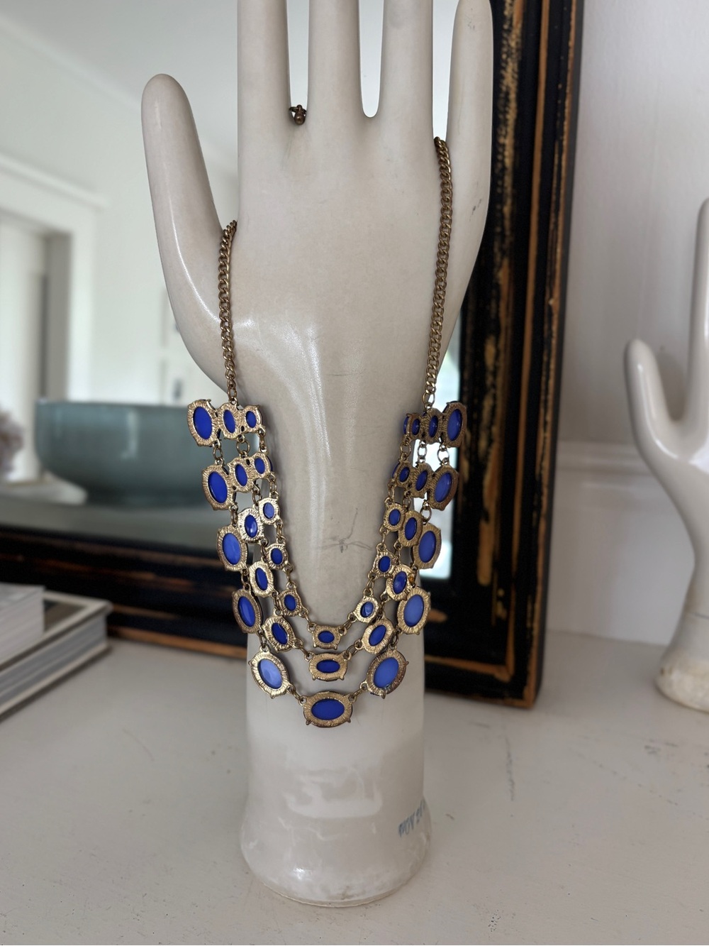 Blue Multi-Strand Statement Necklace - Picture 9 of 9